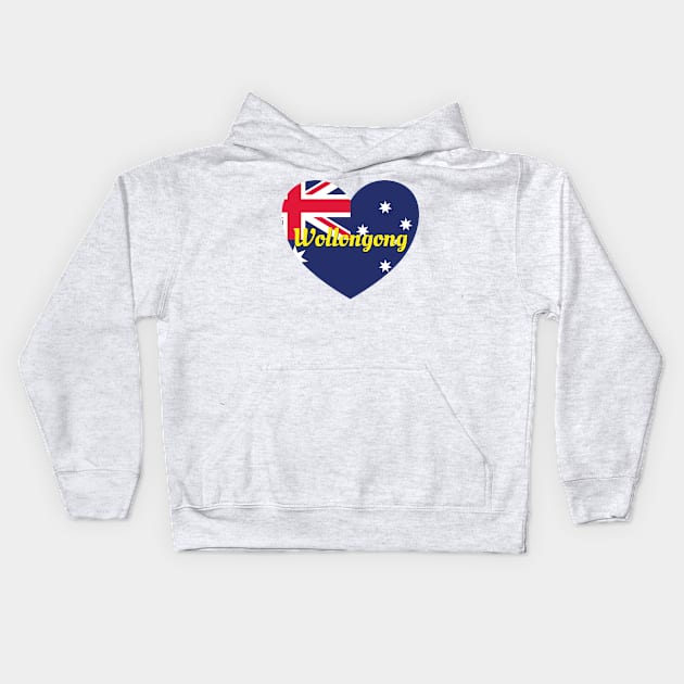 Wollongong NSW Australia Australian Flag Heart Kids Hoodie by DPattonPD